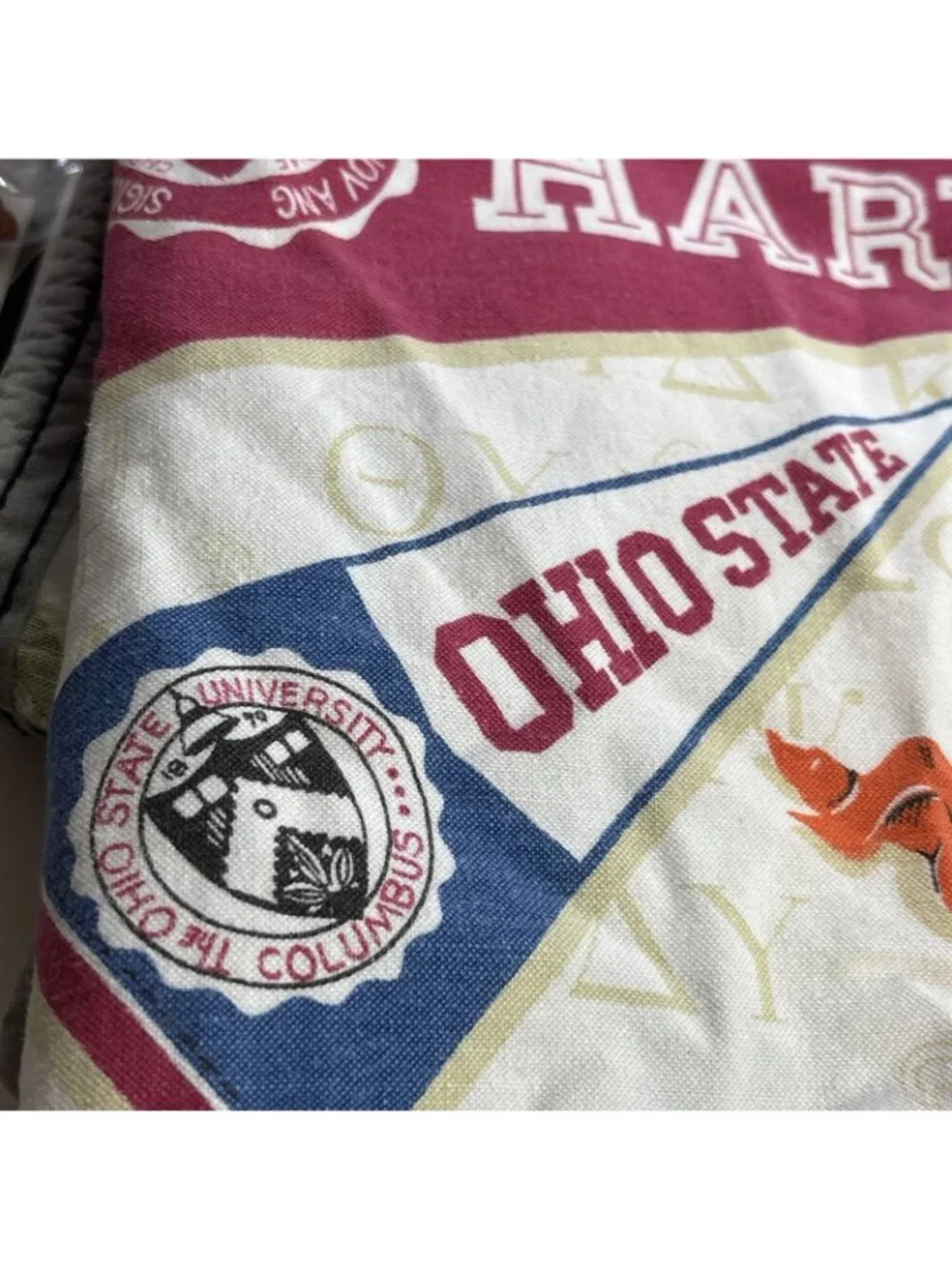 Vtg 70’s Sears Roebuck College Football Fraternity Bedspread Coverlet 58” X 80” - Picture 5 of 11